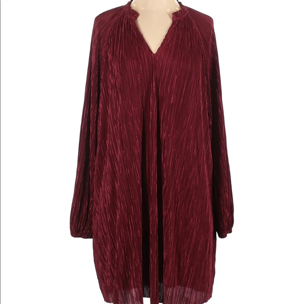 Pleated maroon dress